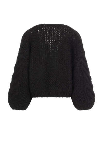 Grobstrickjacke aus einer Alpakamischung – Schwarz – Bild 2