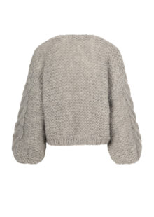 Grobstrickjacke aus einer Alpakamischung – Hellgrau – Bild 2