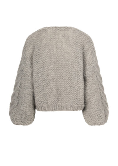 Grobstrickjacke aus einer Alpakamischung – Hellgrau – Bild 2