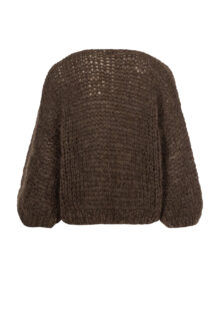 Grobstrickjacke aus einer Mohairmischung – Braun – Bild 2
