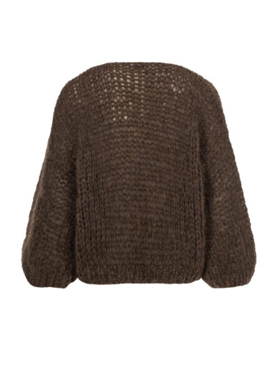 Grobstrickjacke aus einer Mohairmischung – Braun – Bild 2