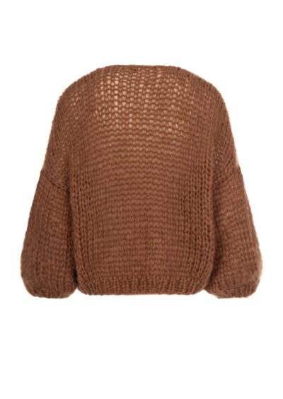 Grobstrickjacke aus einer Mohairmischung – Zimtbraun – Bild 2