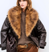 Leder-Blouson "Naho" - Braun