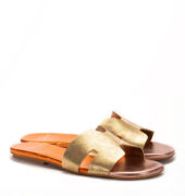 Pantoletten aus Leder Gold-Metallic