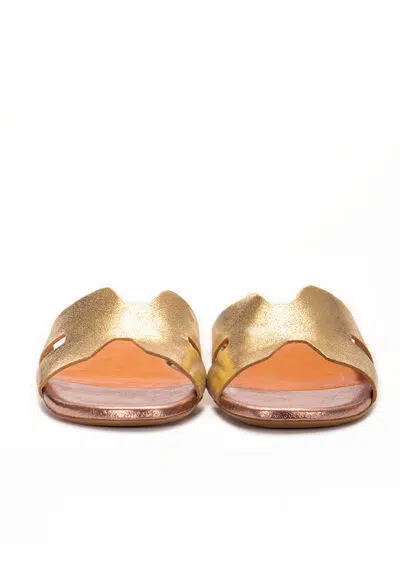 Pantoletten aus Leder Gold-Metallic – Bild 4