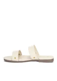 Doppelriemen-Pantolette "Classic" Creme – Bild 3