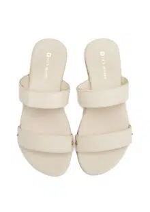 Doppelriemen-Pantolette "Classic" Creme – Bild 2