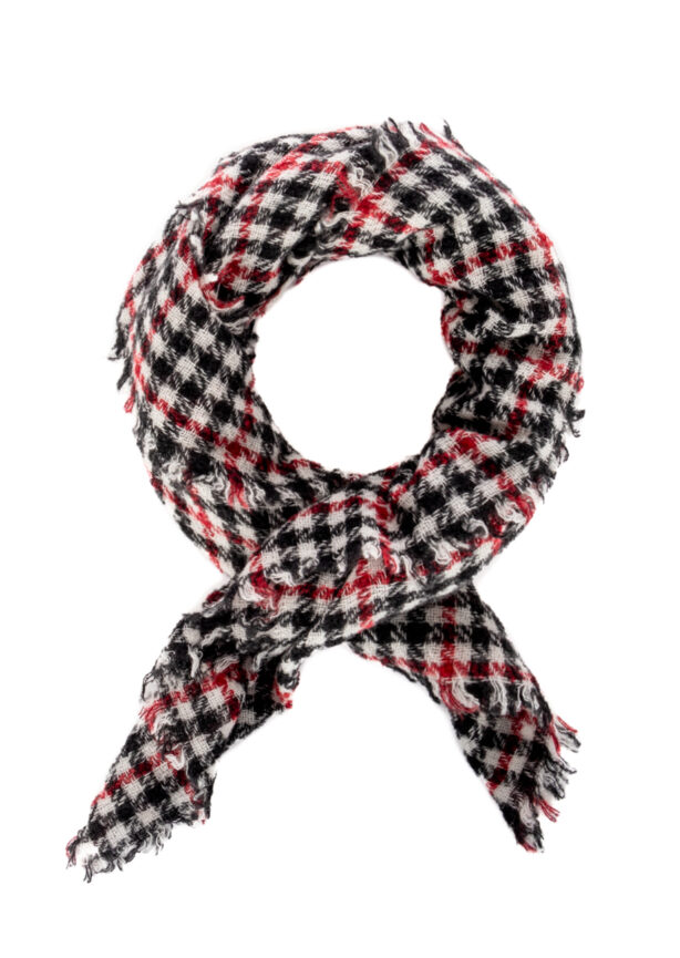 faliero-sarti-schal-halstuch-kariert-schwar-weiß-rot