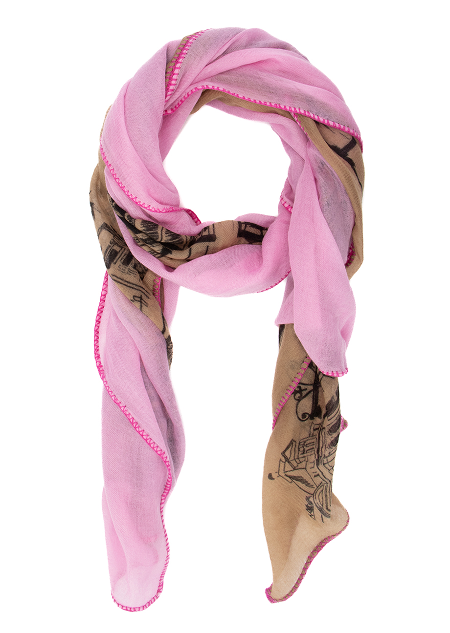 37393_camel-1 Kaschmirschal - Pink/Camel – Bild 1