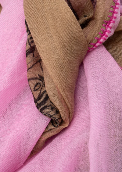 Kaschmirschal - Pink/Camel – Bild 2