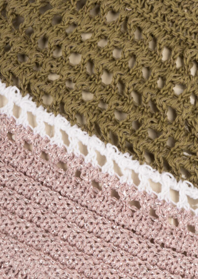 Gehäkelter Hut Grün-Rosa – Bild 2