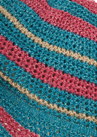 Gehäkelter Hut Blau-Rosa – Bild 2