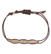 braunes Armband mit Goldperlen