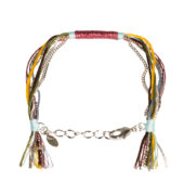 Armband mit Fransen - pink/gelb/silber