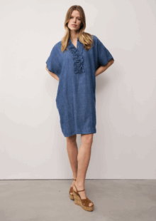 Leinenkleid „Daisy“ – Dunkelblau – Bild 2