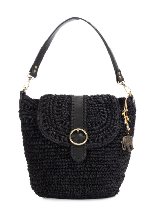 Anokhi-Raffiabast-Tasche-Schwarz