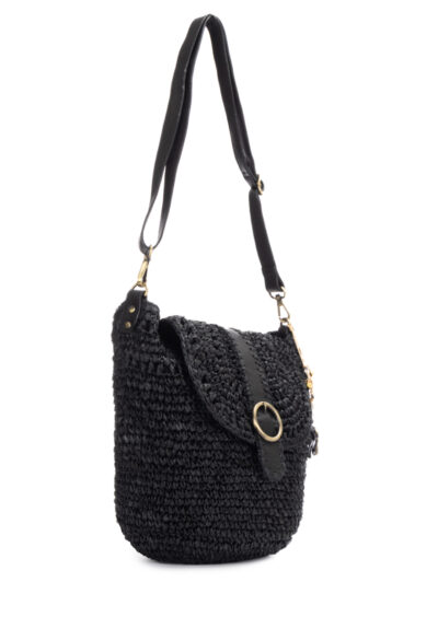 Umhängetasche aus Raffia - Schwarz – Bild 2
